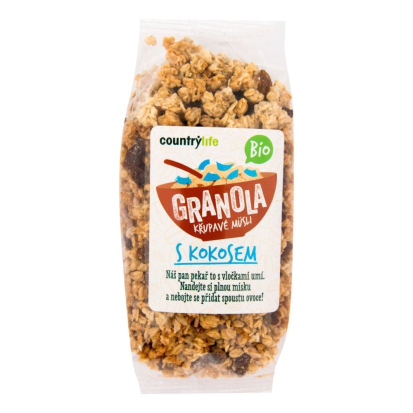BIO Granola - Chrumkavé ovsené müsli 350 g - Country Life - Príchuť: brusnica